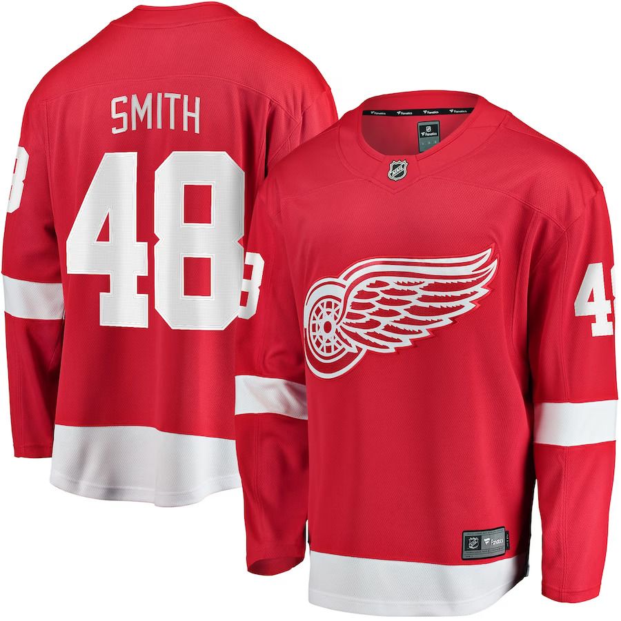 Men Detroit Red Wings #48 Givani Smith Fanatics Branded Red Home Breakaway Player NHL Jersey->customized nhl jersey->Custom Jersey
